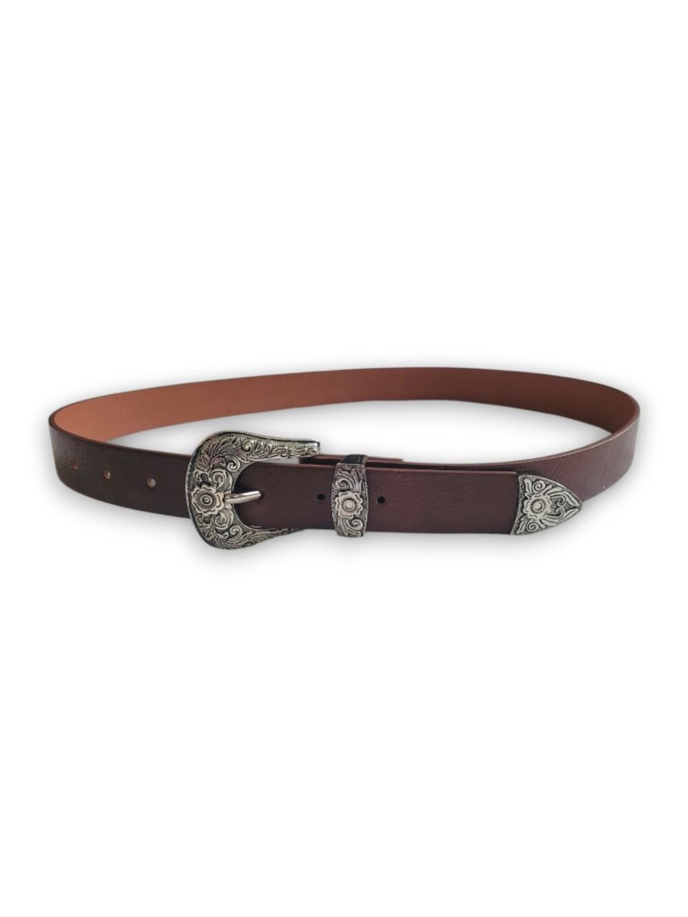 Ellen Tracy Women's Western Faux Leather Belt M Engraved Buckle Boho NWOT - Picture 2 of 7
